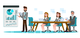 Illustration of a man giving a presentation to 3 business people at a table [Image by creator Mangsaab from AdobeStock]