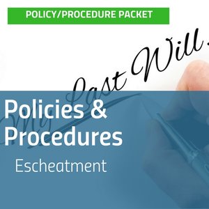 Cover image for Escheatment Policies & Procedures packet with image of person writing My Last Will & Testament using a calligraphy pen [Image by creator insideARM from ]