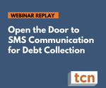 Text reads: Open the Door to SMS Communication for Debt Collection [Image by creator  from ]